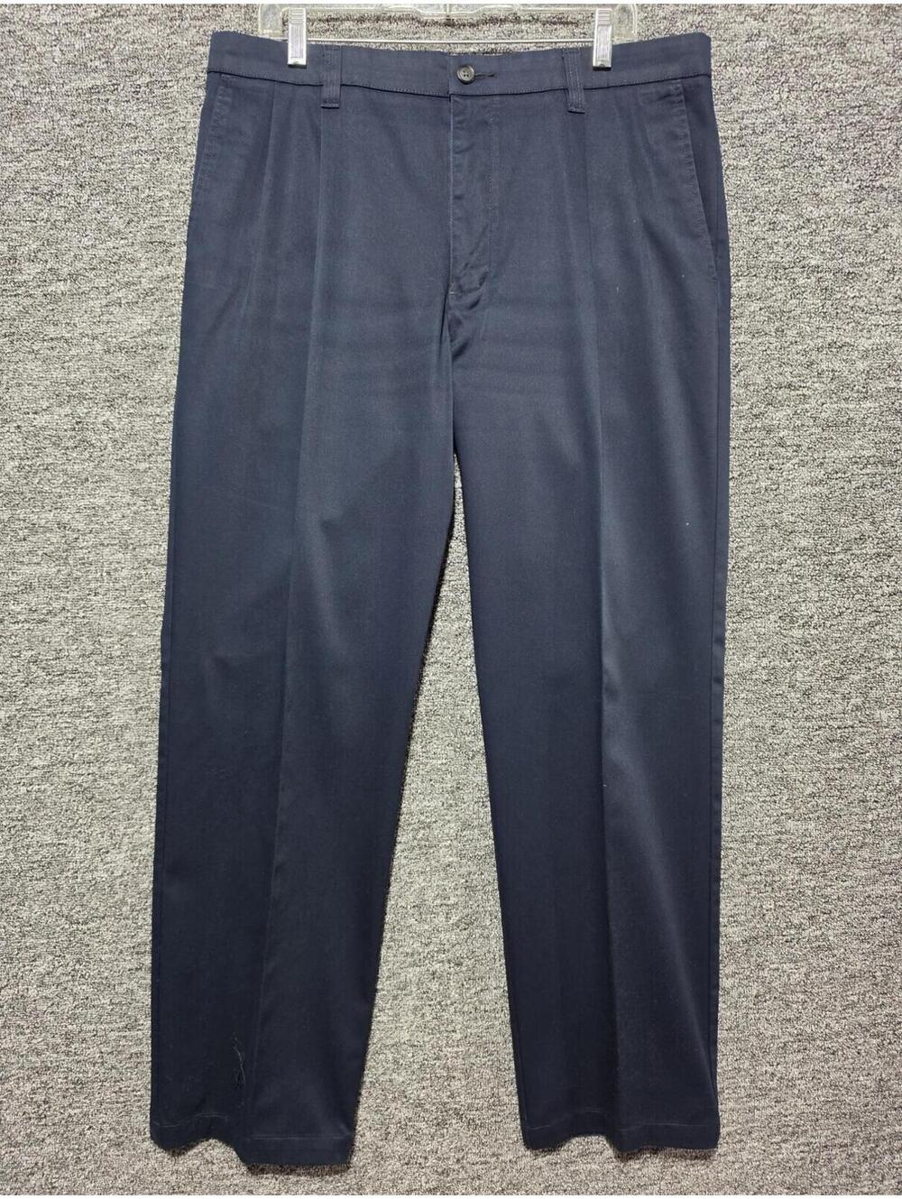 Cherokee Men's Pleated Straight Leg Navy Twill Workwear Pants Cotton 36W